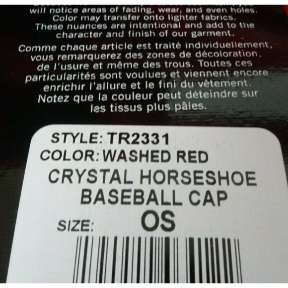 New True Religion Red Baseball Cap Hat Crystal Horseshoe Logo Bling Minimalist - Picture 12 of 12